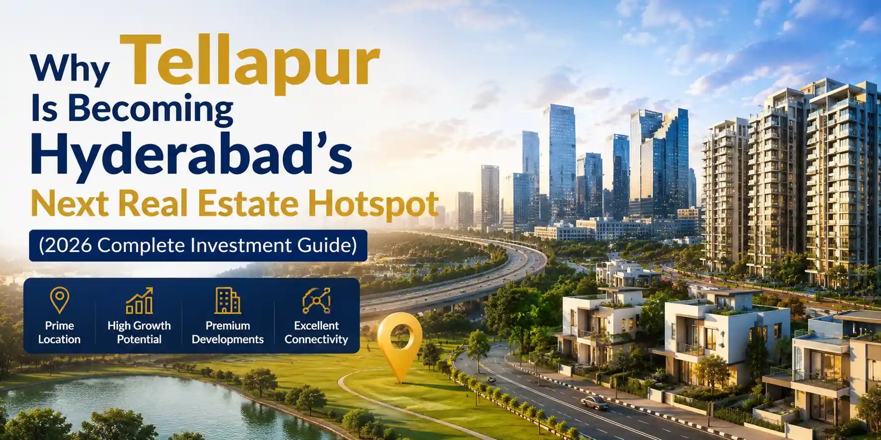 ellapur real estate in Hyderabad with modern apartments and skyline